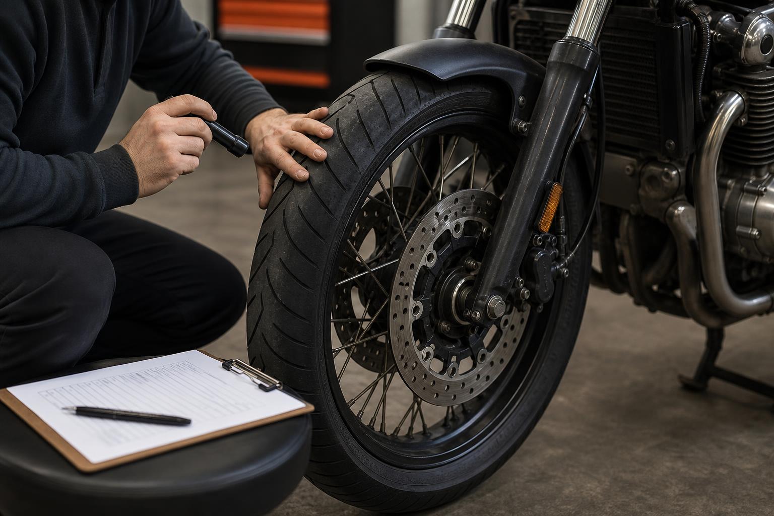 Motorcycle pre-purchase wheel and brake inspection